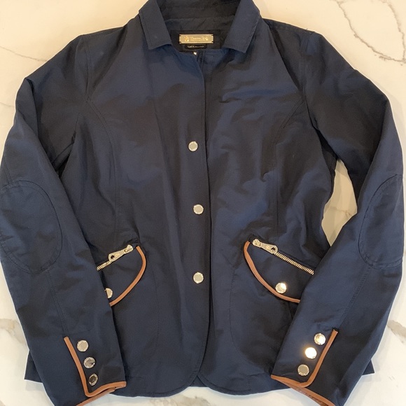 Mássimo dutti navy jacket with leather trim - Picture 3 of 5